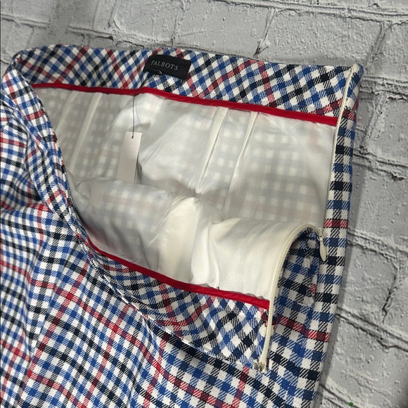 Talbots Gingham Plaid A-Line Skirt size 10 NEW Red Navy Blue Black White - Picture 13 of 16